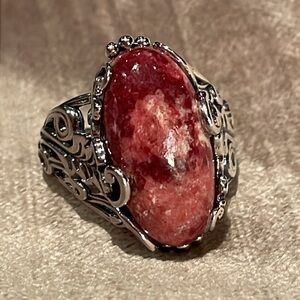 Norwegian Pink Thulite Sterling Silver 925 Ring Size 7 New